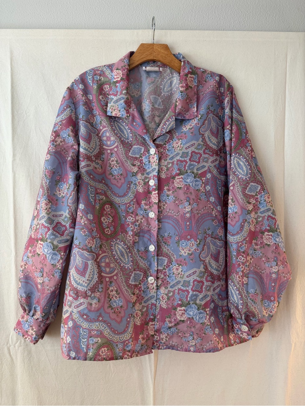 Paisley Button-Front Shirt in Pink & Blue